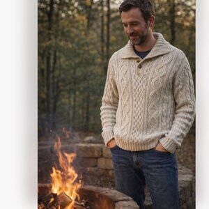 Thane Men's Fisherman's Cable Knit Sweater Sz Medium